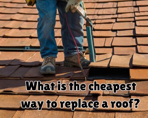 Crew replacing old shingles with new ones.