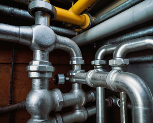 Tightly sealed metal pipework.