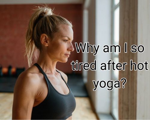 Woman’s skin shines with sweat after yoga.